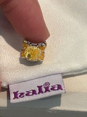 Pandora-style “Friendly Crab” Charm - Sterling Silver, Yellow Enamel